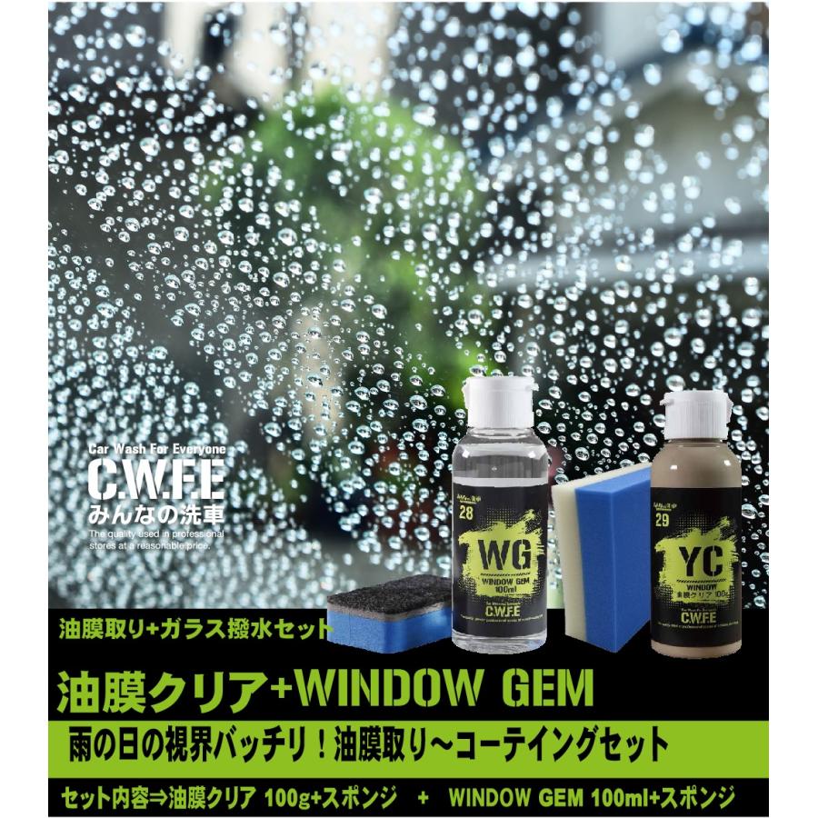 ガラスの油膜取り 撥水加工 セット 油膜クリア 100g ウインドウジェム