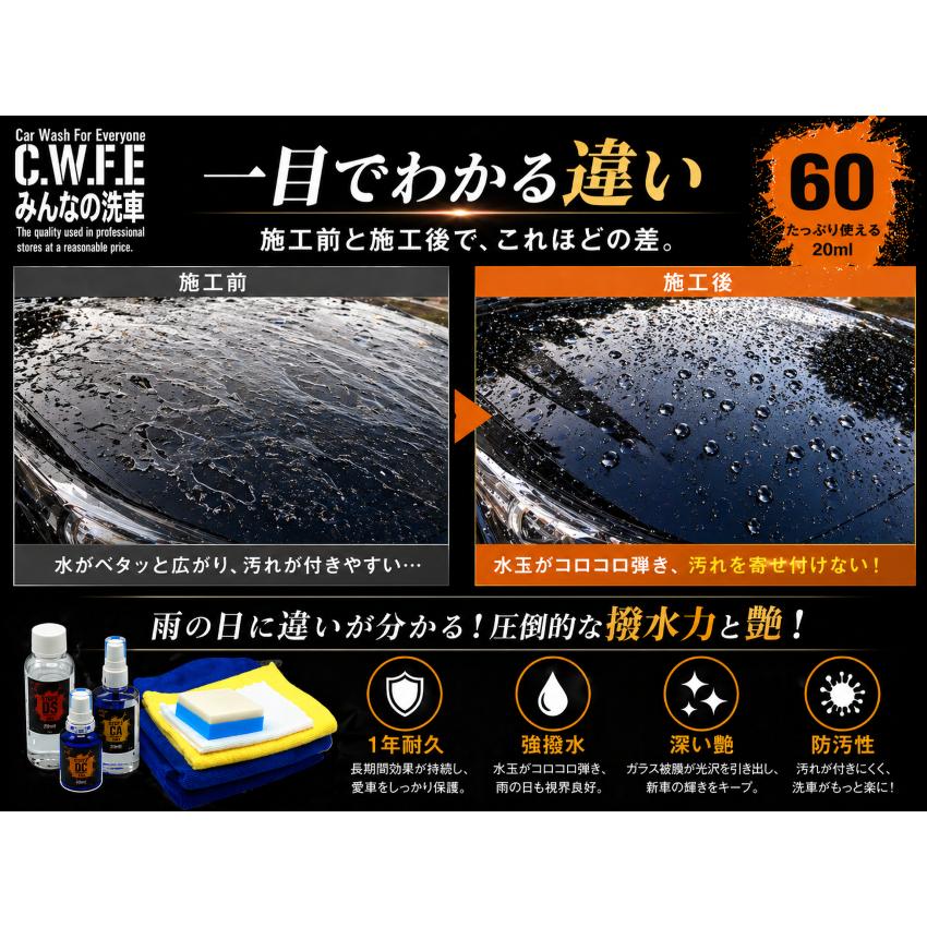 初心者でも簡単 車用ガラスコーティング剤 ONE COAT ワンコート 1年