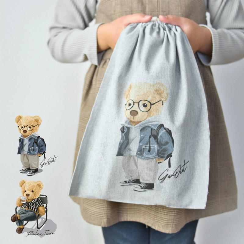 クマの巾着袋 収納袋 入園 入学 シューズ 靴 着替え袋 名入れ可 B039 名入れtシャツ ギフト みんt 通販 Yahoo ショッピング