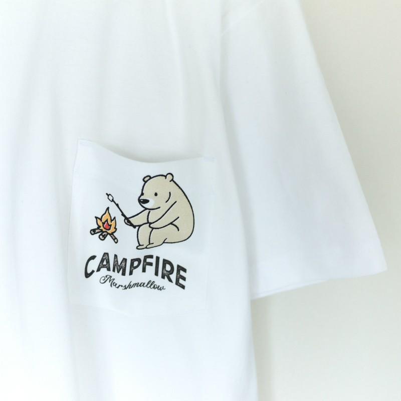 3枚セット 親子リンクコーデに マシュマロを焼くクマ アウトドア キャンプ Tシャツ H005｜mintee｜04