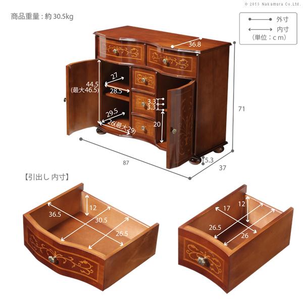 イタリア 家具 ヴェローナクラシック 丸脚リビングキャビネット W87cm 丸脚 輸入家具 アンティーク風 イタリア製 おしゃれ 高級感 木製 天然木 リモート 在宅_3