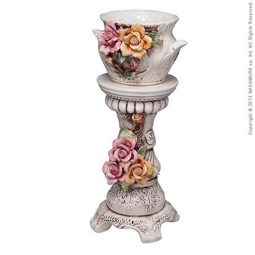 イタリア 家具 ヴェローナクラシック 陶製コラムポット  鉢植え 輸入家具 アンティーク風 イタリア製 おしゃれ 高級感 リモート 在宅_2