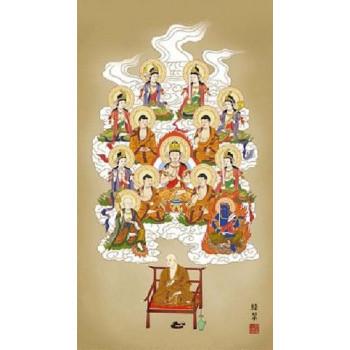 山村観峰　仏画掛軸(尺5)　　「十三佛」　桐箱入　H6-042_1