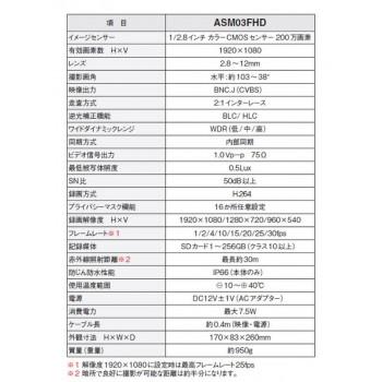 マスプロ電工 SDカードレコーダー内臓カメラ ASM03FHDの画像
