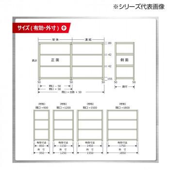 中量ラック 耐荷重300kgタイプ 連結 間口900×奥行450×高さ900mm 3段 ニューアイボリーの画像