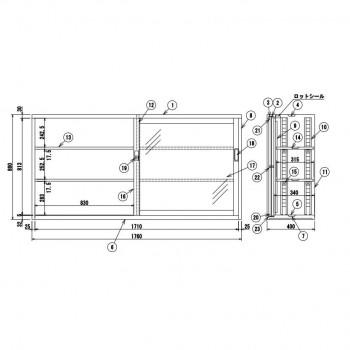 一般書庫/D:400タイプ 6×3型引違書庫(ガラス戸) 4号 ALPSホワイト色 COM-306G-AW_1