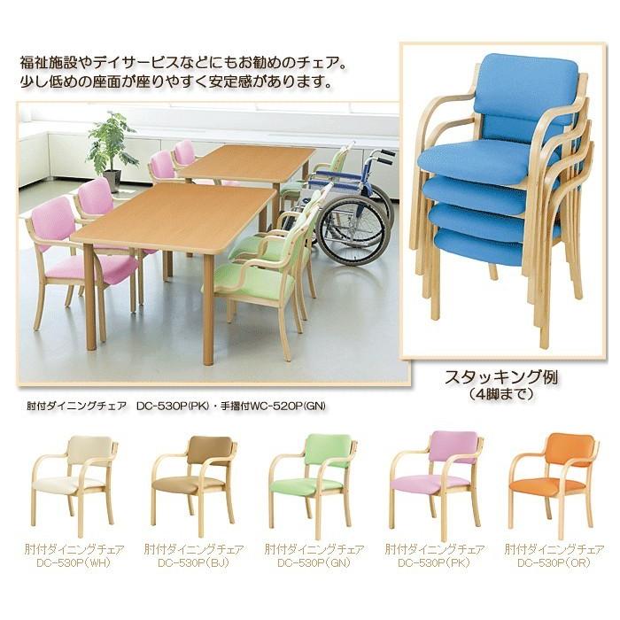肘付ダイニングチェア 福祉 介護 椅子 施設 デイサービス DC-530P 肘付