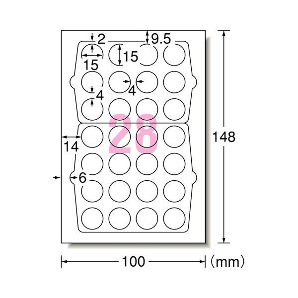 （まとめ） エーワン 手書きもプリントもできるラベルはがきサイズ 丸型28面 15mmφ 26103 1冊（12シート） 〔×30セット〕の画像