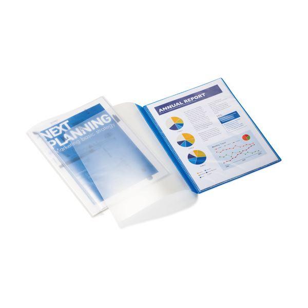 （まとめ）TANOSEE薄型クリアブック(角まる) A4タテ 5ポケット ブルー 1セット(50冊:5冊×10パック) 〔×2セット〕の画像