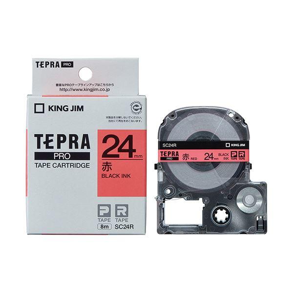 ds-(まとめ) キングジム テプラ PRO テープカートリッジ パステル 24mm 赤／黒文字 SC24R 1個 〔×10セット〕_2