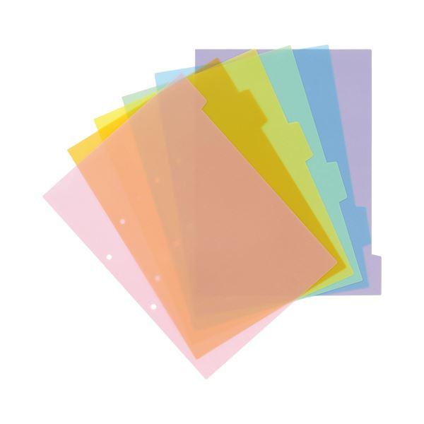 (まとめ) TANOSEE インデックス（PP） A4タテ 2穴 6色6山 1パック（2組） 〔×30セット〕の画像