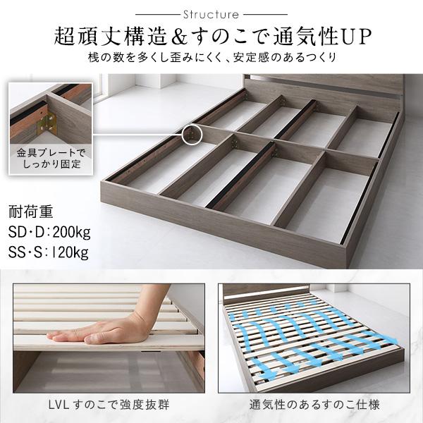 ベッド ダブル ベッドフレームのみ グレージュ低床ロータイプds-2423345