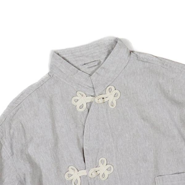 USタイプ MED スリーピングシャツ M ナチュラル ハーフスリーブ 復刻 綿 リネン アメリカ軍 パジャマ ミリタリーウェアの画像