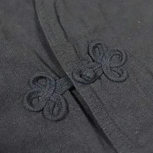 USタイプ MED スリーピングシャツ M ブラック×ブラック 長袖 復刻 綿 リネン アメリカ軍 パジャマ ミリタリーウェアの画像