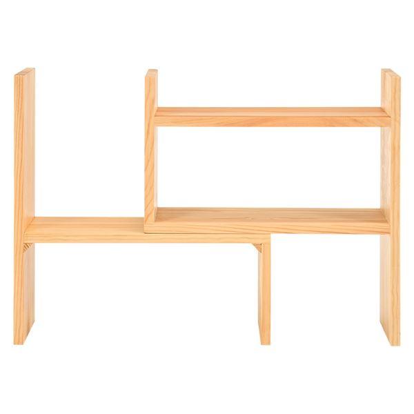伸縮ラック/スパイスラック 約幅40〜75.5×奥行16×高さ41cm ナチュラル 天然木 完成品 〔キッチン 台所〕の画像