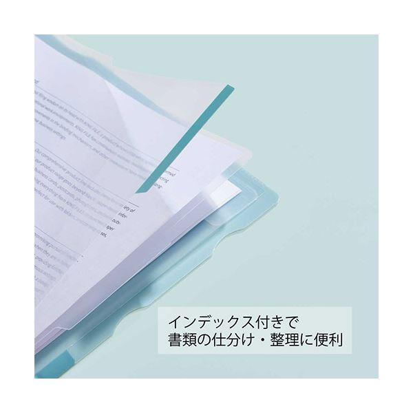ds-（まとめ） キングジム カラーセレクションスーパーハードホルダー 3山インデックス（マチ付） A4タテ 緑 CN765ミト 1セット（5枚） 〔×5セット〕_1