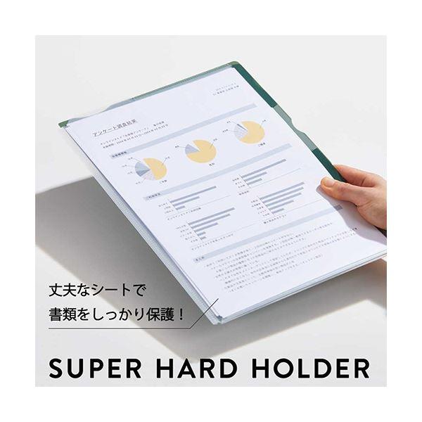 ds-（まとめ） キングジム カラーセレクションスーパーハードホルダー 3山インデックス（マチ付） A4タテ 緑 CN765ミト 1セット（5枚） 〔×5セット〕_2