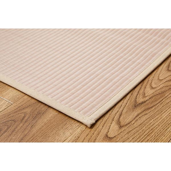 ds-い草風 ラグマット 絨毯 江戸間8畳 約352×352cm ピンク 洗える い草 カーペット 四条 しじょう ホットカーペット可 リビング_4