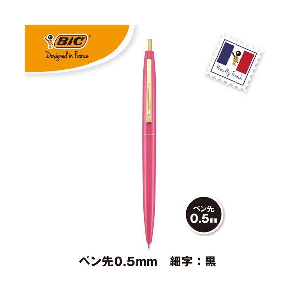 （まとめ） BIC油性ボールペン クリックゴールド 0.5mm 黒 （軸色 チェリーピンク） CFCGCPK05BLKJ 1セット（12本） 〔×3セット〕の画像