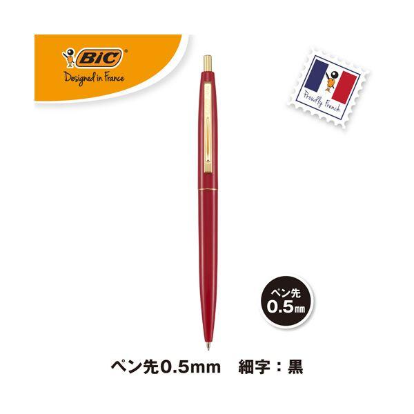 （まとめ） BIC油性ボールペン クリックゴールド 0.5mm 黒 （軸色 レッド） CFCGRED05BLKJ 1セット（12本） 〔×3セット〕の画像