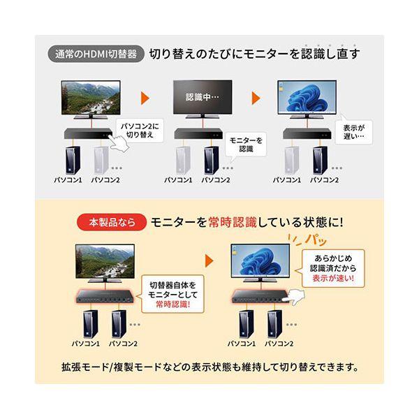 サンワサプライ 4入力1出力HDMI切替器 4K対応/シームレス切替/リモコン付き ブラック SW-UHD41RSL_3