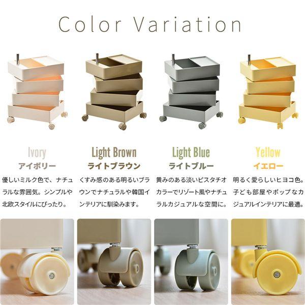 ds-サイドワゴン 4段 約幅495mm ライトブラウン 360度 回転式 引き出し キャスター付 スチールパイプ キッチンワゴン デスクワゴン_3