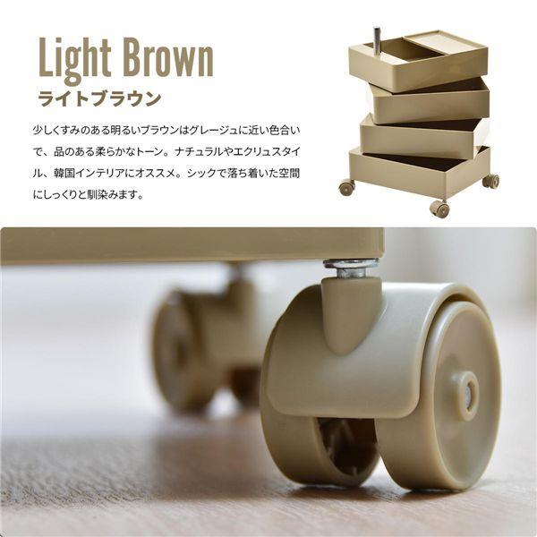 ds-サイドワゴン 4段 約幅495mm ライトブラウン 360度 回転式 引き出し キャスター付 スチールパイプ キッチンワゴン デスクワゴン_4
