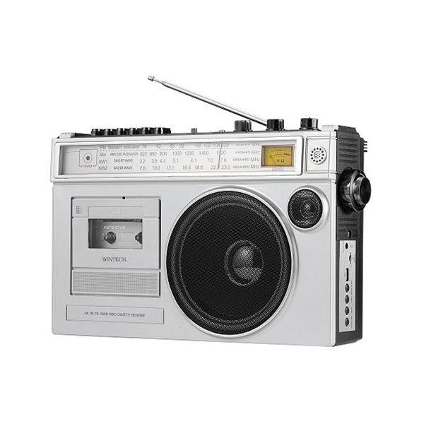 ds-WINTECH 大型モノラルラジカセ 大型スピーカー搭載 昔懐かしいデザイン MicroSDカード/USB端子搭載 シルバー SCT-MB300_1