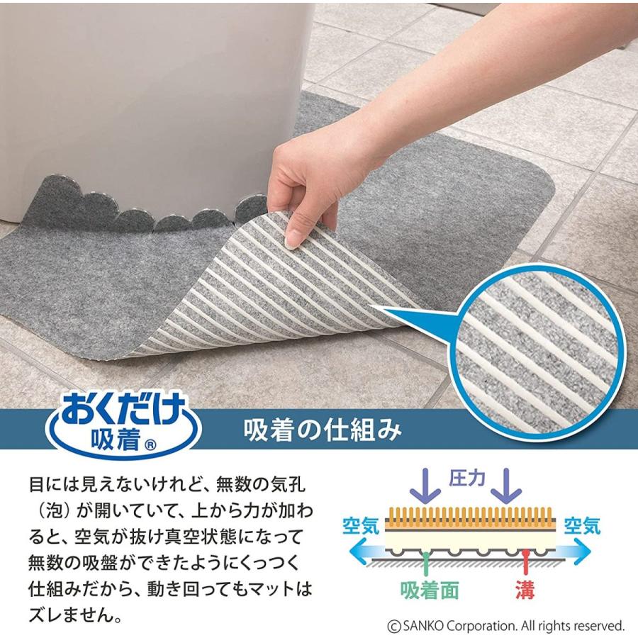 サンコー ずれない トイレマット 男性用小便器対応 床汚れ防止マット グレー 厚み1m おくだけ吸着 Kh 16 日本製 5枚入 売り出し 巾55 奥行44cm