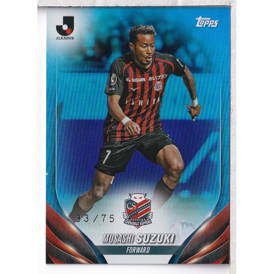 初期Ｊリーグカード、レアプレミアム、送料無料 24 TOPPS Jリーグフラッグシップ 鈴木武蔵 Blue Foil パラレル 75枚