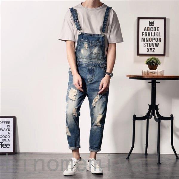 配送料無料 サロペット メンズ つなぎ オールインワン ダメージ加工デニム ジーンズ ゆったり 大きいサイズ インディゴ ネイビー 春秋 買い特注品 Www Superavila Com