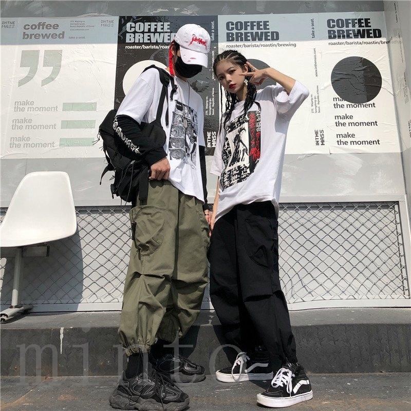 原宿系 カーゴパンツ レディース メンズ 韓国ファッション ボトムス ハイウエスト カジュアルパンツ スポーティ ヒップホップ ダンス衣装 ストリート風 Min 9013saorj Minto 通販 Yahoo ショッピング