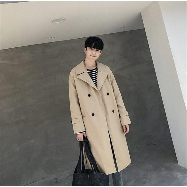 正規通販 メンズコートチェスターコート秋服3色 メンズコートチェスターコートロングコート薄手秋服カーキグリーンブラック無地 コート アウター Depureco Asia