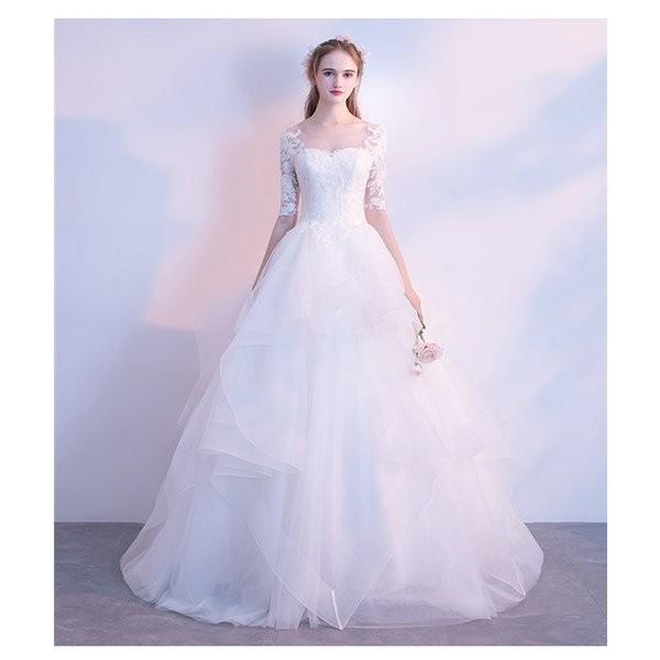 楽天カード分割 ウェディングドレスドレス結婚式二次会ホワイト花嫁ウェディングエンパイア白ドレスロングドレス披露宴 売れ筋 Cepici Gouv Ci