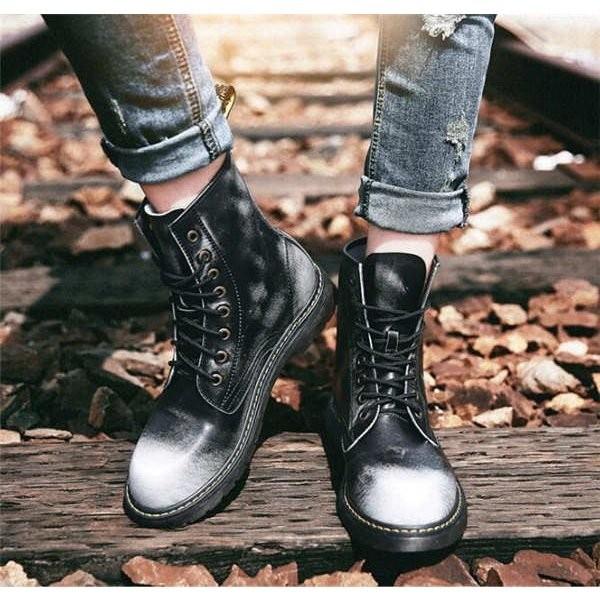 人気急上昇 ショートブーツメンズレザーカジュアルシューズ本革ブーツメンズ軽い紳士靴無地シューズ冬秋ワークブーツ激安 Xkundust Ihpmt695 Minto 通販 Yahoo ショッピング