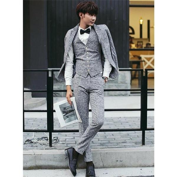 メンズビジネススーツアウターメンズファッション細身お兄系v系ホスト結婚式2次会きれいめ三点セット上着パンツベスト Xkundust Iyzju236 Minto 通販 Yahoo ショッピング