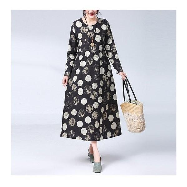 ロングワンピース大きいサイズレディース40代マキシワンピース長袖ゆったり体型カバーワンピース春夏ロング丈ワンピース水玉トッド柄大人可愛い Xkunear Nkzvq495 Minto 通販 Yahoo ショッピング