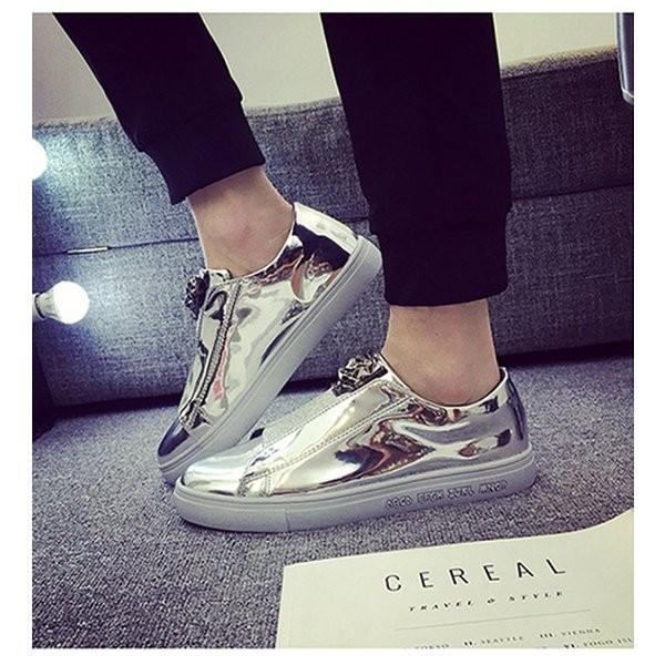 スニーカーメンズ男性シューズ靴ツヤ感上品な光沢感格好いい派手なスタイル個性楽ちん大きいサイズ Xkunejej Bzurq029 Minto 通販 Yahoo ショッピング