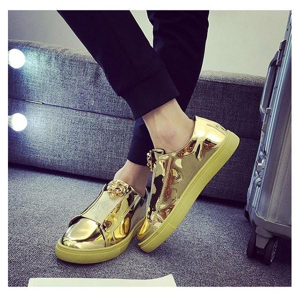 スニーカーメンズ男性シューズ靴ツヤ感上品な光沢感格好いい派手なスタイル個性楽ちん大きいサイズ Xkunejej Bzurq029 Minto 通販 Yahoo ショッピング