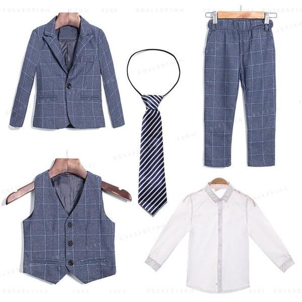 人気ブランド フォーマルスーツ子供服男の子キッズ フォーマルスーツ子供服男の子キッズヨーロッパ風チェック柄制服4点セット入園式入学式発表会結婚式七五三 Rbwrestling Org