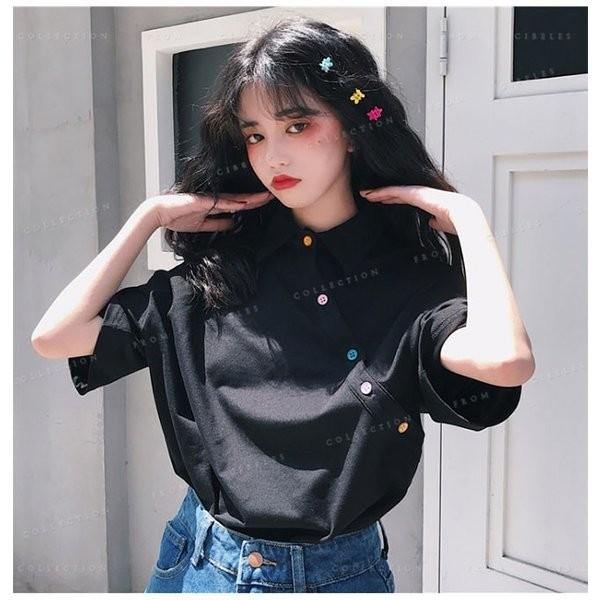 ポロシャツスポーツウェア新作人気tシャツレディースゆったり可愛いポロシャツボタン無地カジュアル体型カバー