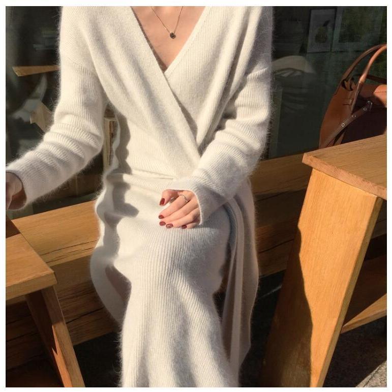 ニットワンピースロングワンピースレディース秋冬コーデ秋服長袖ニット膝丈ゆったり Xkunyou Blxjw974 Minto 通販 Yahoo ショッピング