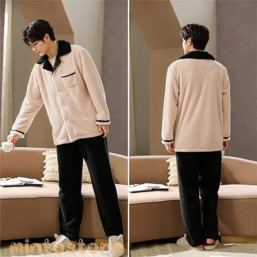 ペアパジャマ 冬 ペアルック パジャマ メンズ もこもこ ルームウェア レディース モコモコ 部屋着 裏起毛 カップル 冬用 