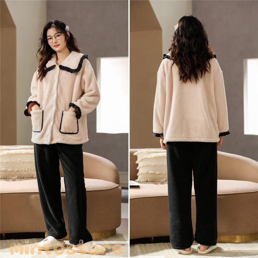 ペアパジャマ 冬 ペアルック パジャマ メンズ もこもこ ルームウェア レディース モコモコ 部屋着 裏起毛 カップル 冬用 