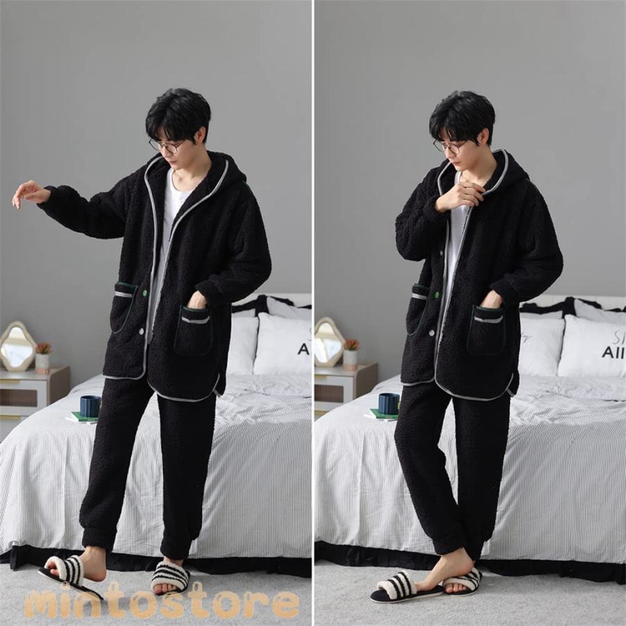 ペアパジャマ 冬 ペアルック パジャマ メンズ もこもこ ルームウェア レディース モコモコ 部屋着 裏起毛 カップル 冬用 
