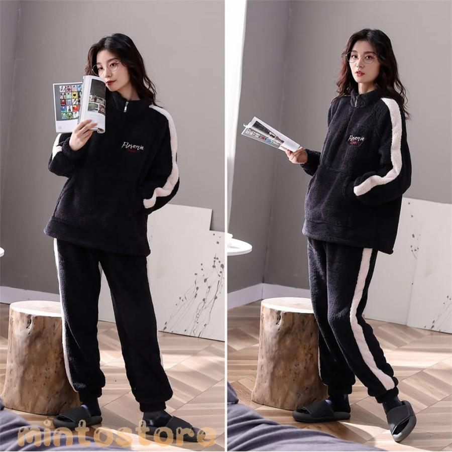 ペアパジャマ 冬 ペアルック パジャマ メンズ もこもこ ルームウェア レディース モコモコ 部屋着 裏起毛 カップル 冬用 