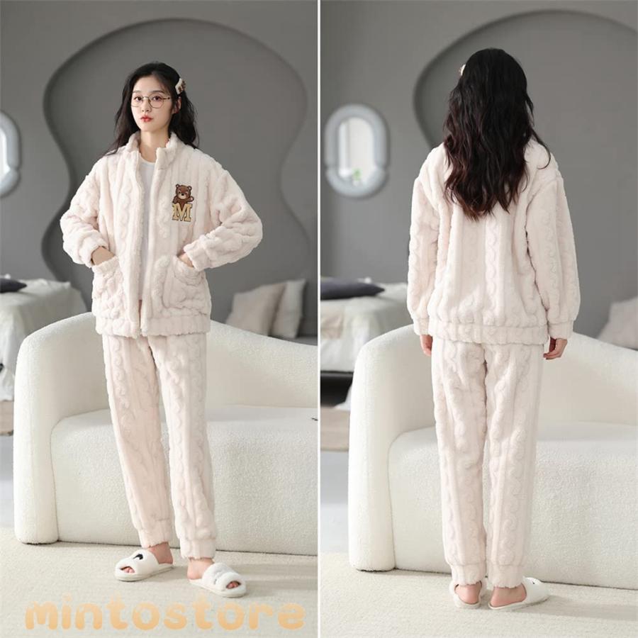 【メール便】 ペアパジャマ 冬 ペアルック パジャマ メンズ もこもこ ルームウェア レディース モコモコ 部屋着 裏起毛 カップル 冬用 【U1402031020】(9178円)