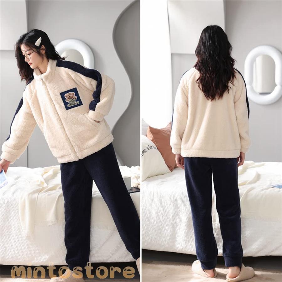 ペアパジャマ 冬 ペアルック パジャマ メンズ もこもこ ルームウェア レディース モコモコ 部屋着 裏起毛 カップル 冬用 