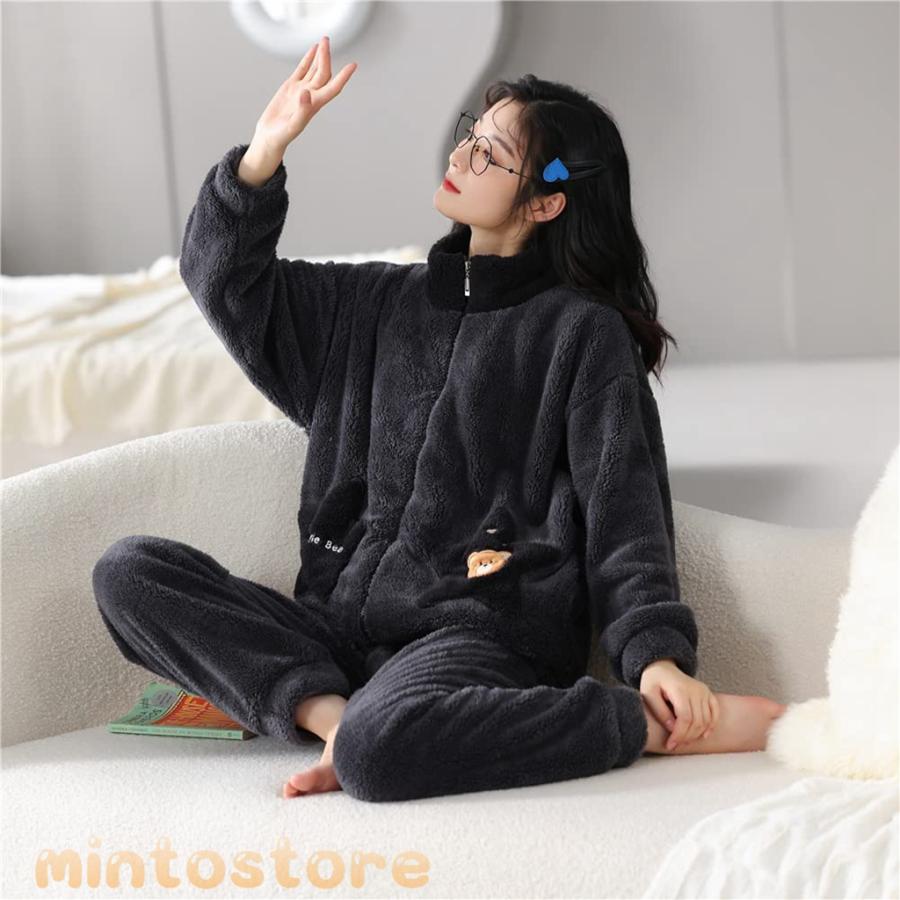 ペアパジャマ 冬 ペアルック パジャマ メンズ もこもこ ルームウェア レディース モコモコ 部屋着 裏起毛 カップル 冬用 