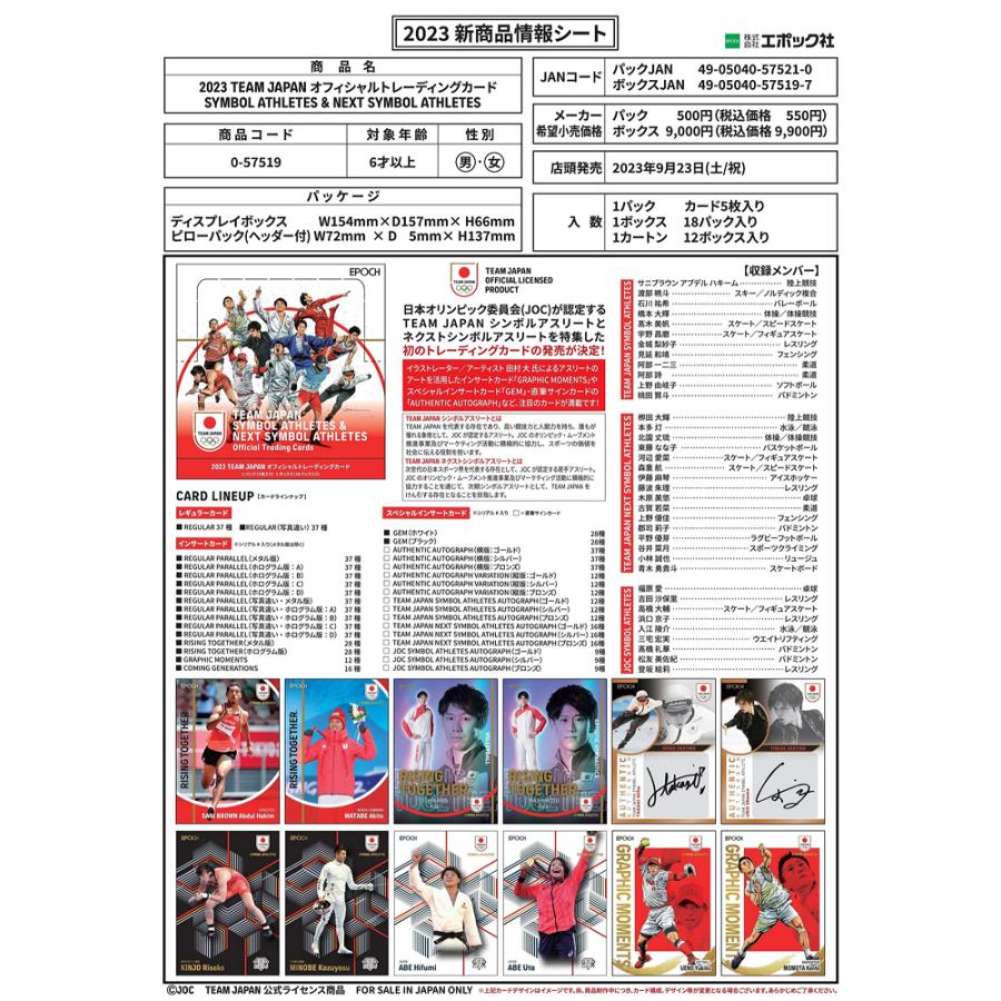 2023 TEAM JAPAN オフィシャルカード 「シンボルアスリート&ネクストシンボルアスリート」[1ボックス] |  | 02
